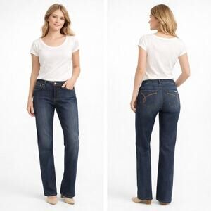 Michael Kors Dark Wash Straight Leg Jeans Size 10 Stretch Denim